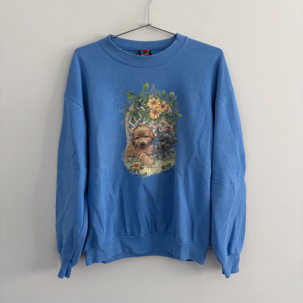 Vintage Mickey Unlimited Disney Puppy Dog Graphic Sweatshirt Blue Large USA